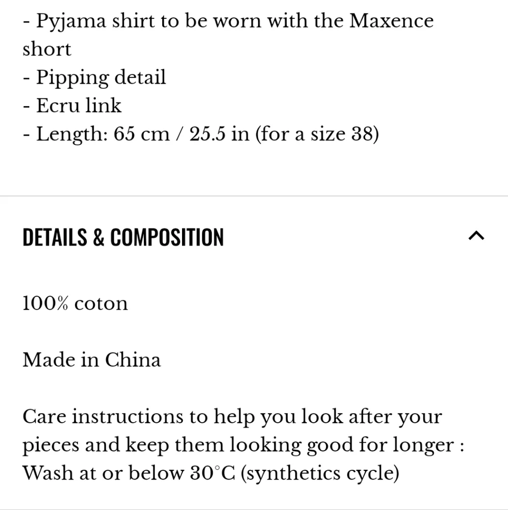 Sezane Maxence Pajama 100% Cotton Shirt Sz 10 - Picture 4 of 11